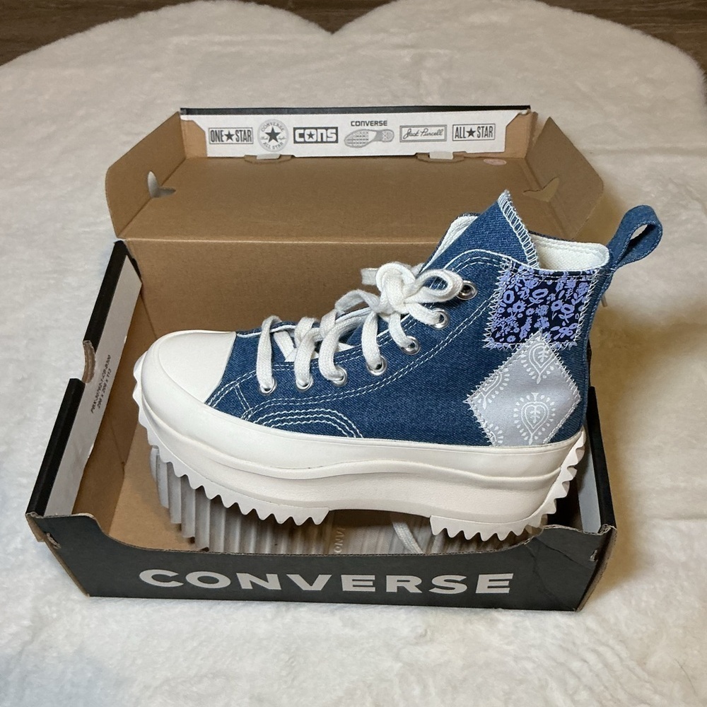 Converse Kids Denim High-Top Sneakers - Blue and White - Picture 3 of 8